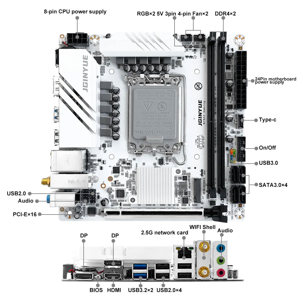 JGINYUE B760 Motherboard LGA 1 - Lga1700 Itx Motherboard Ddr5 评论和价格