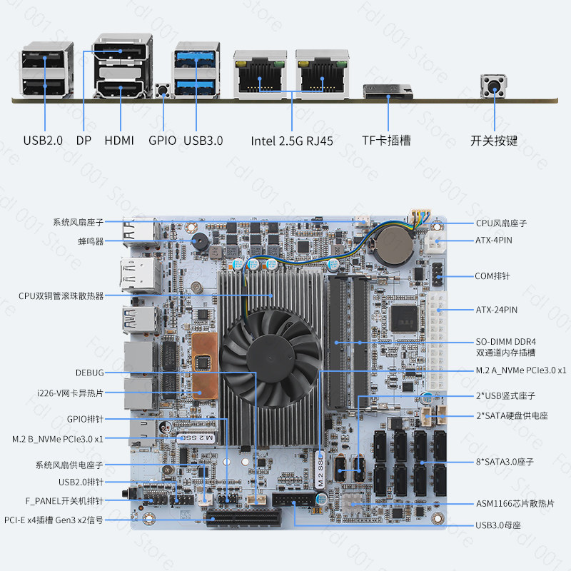 I5 8265UES 8 Bay SATA 6Gbps NA - Nas Motherboard 8 Sata Mini Itx 评论和价格